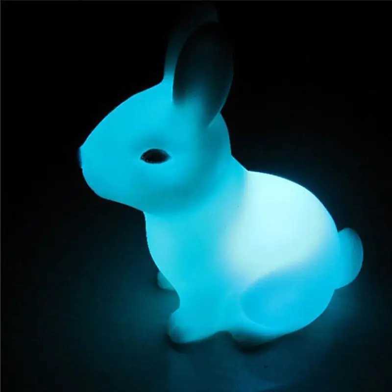 Colorful Rabbit Night Lights for Children Baby Gifts Cartoon Cute Animal Bunny Lamp Christmas Decoration Kids Birthday Gift XJ250725
