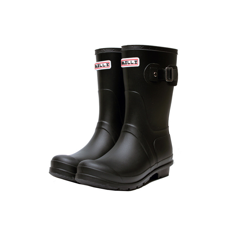 Fashion rain shoes womens adult high tube rain boots spring and autumn anti-skid waterproof overshoes Korean wear-resistant solid color water shoes