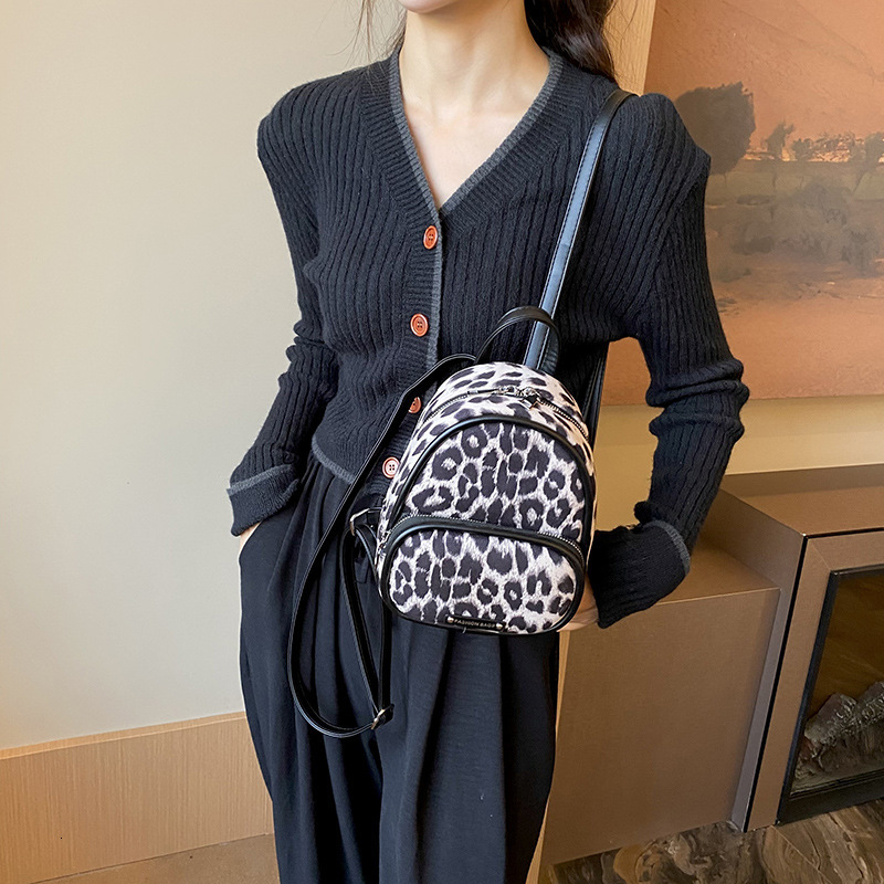 Luxury Brand Designer Bag Women's Bag This Year's Luxury bag Trendy Bag Women's New Fashion Leopard Print Backpack Autumn Texture Simpl