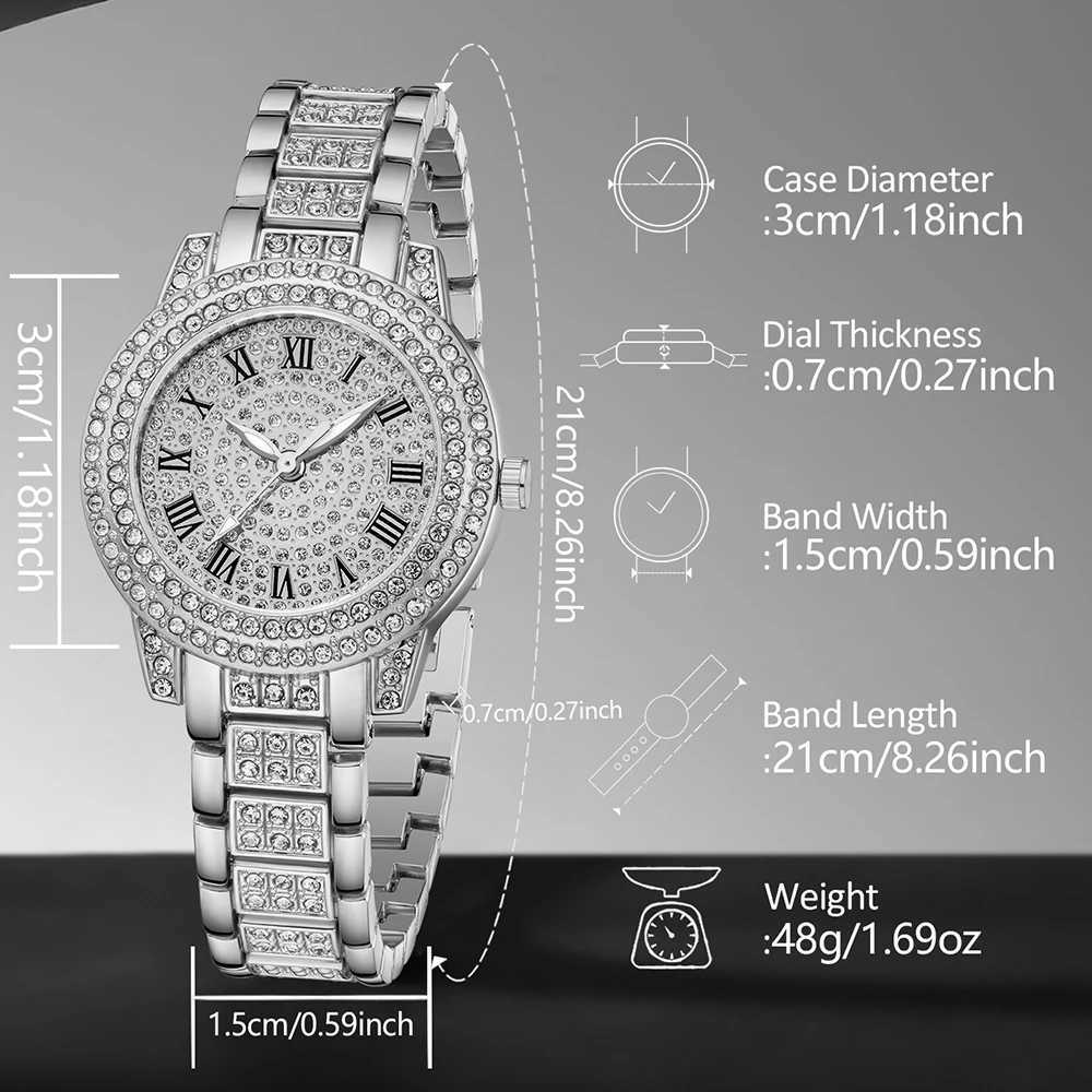 3PCS Silver Alloy Strap Womens Watch Set Luxury Trendy Fashion Quartz Watch Bracelet Necklace Set Perfect Holiday Gift for Her X250726