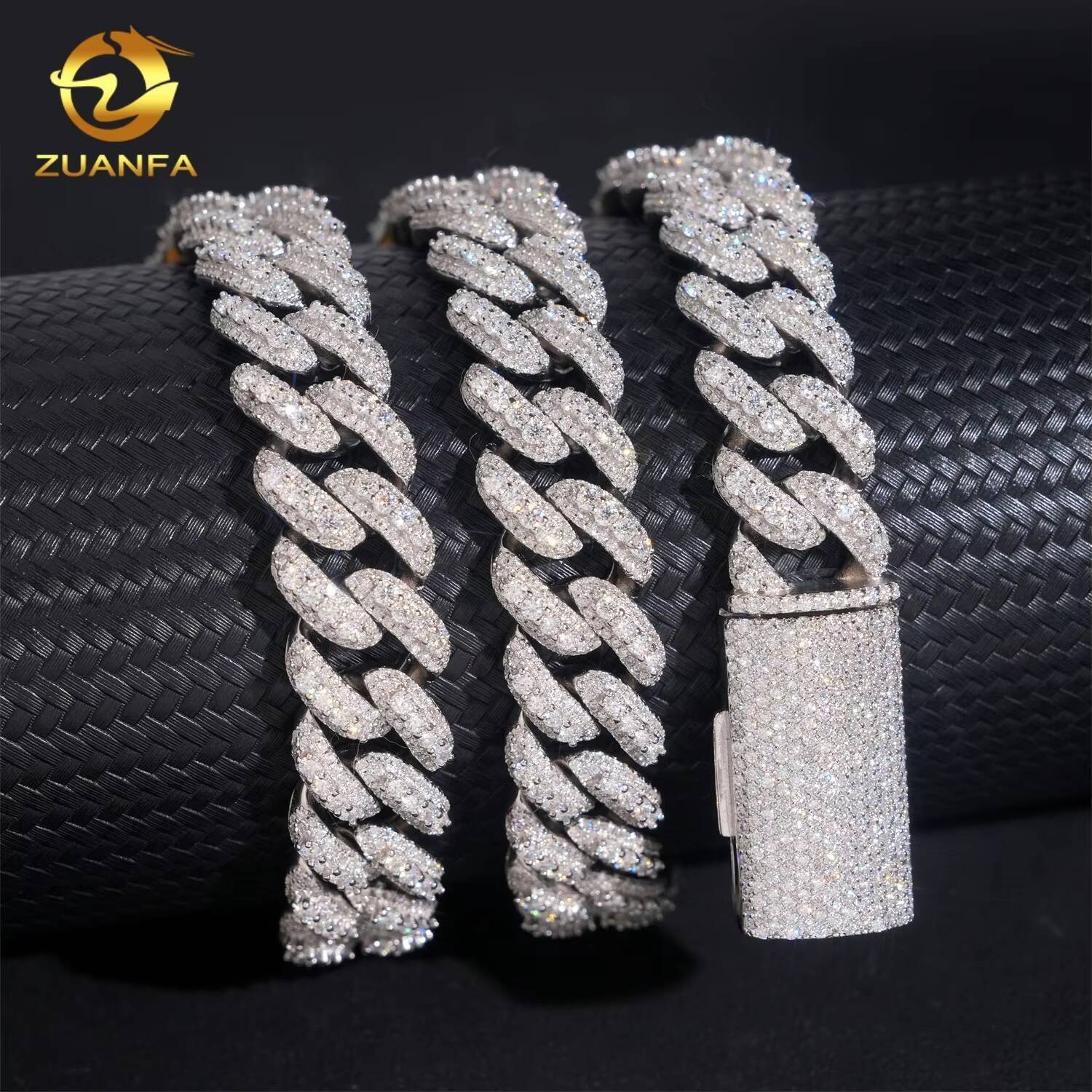Hip Hop Jewelry 925 Silver Iced Out GRA Certificate VVS Diamond 13mm Moissanite Cuban Link Chain