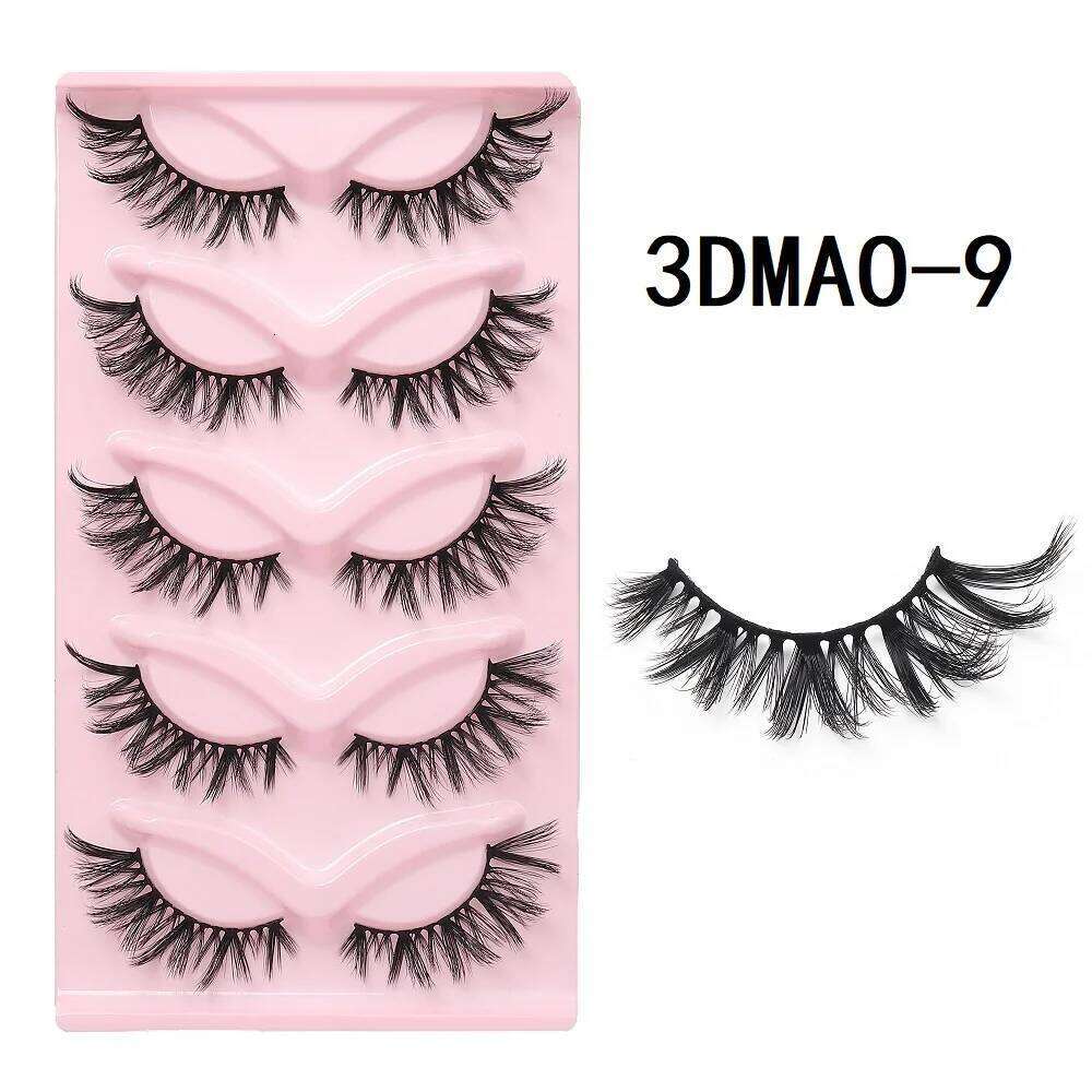 HBZGTLAD Cat eye Eyelashes 3D False Fluffy Soft Cross 5 pairs Manga Lashes Wispy Natural Eyelash Extension Makeup X250725