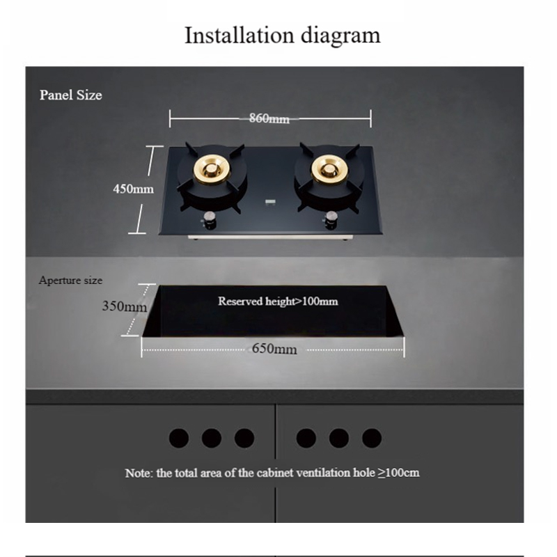 AKASHA gas stove is an energy-saving, high-efficiency, built-in dual-burner gas, natural gas and liquefied gas stove 618BY