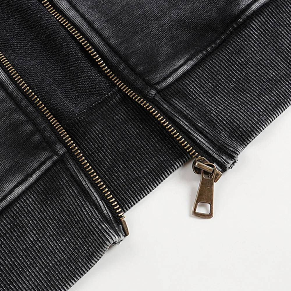 Men Zip Up Vintage Washed Hoodie Heavy Weight French Terry Blank Oversized Hoodie Sweatshirt Streetwear Unisex 250725