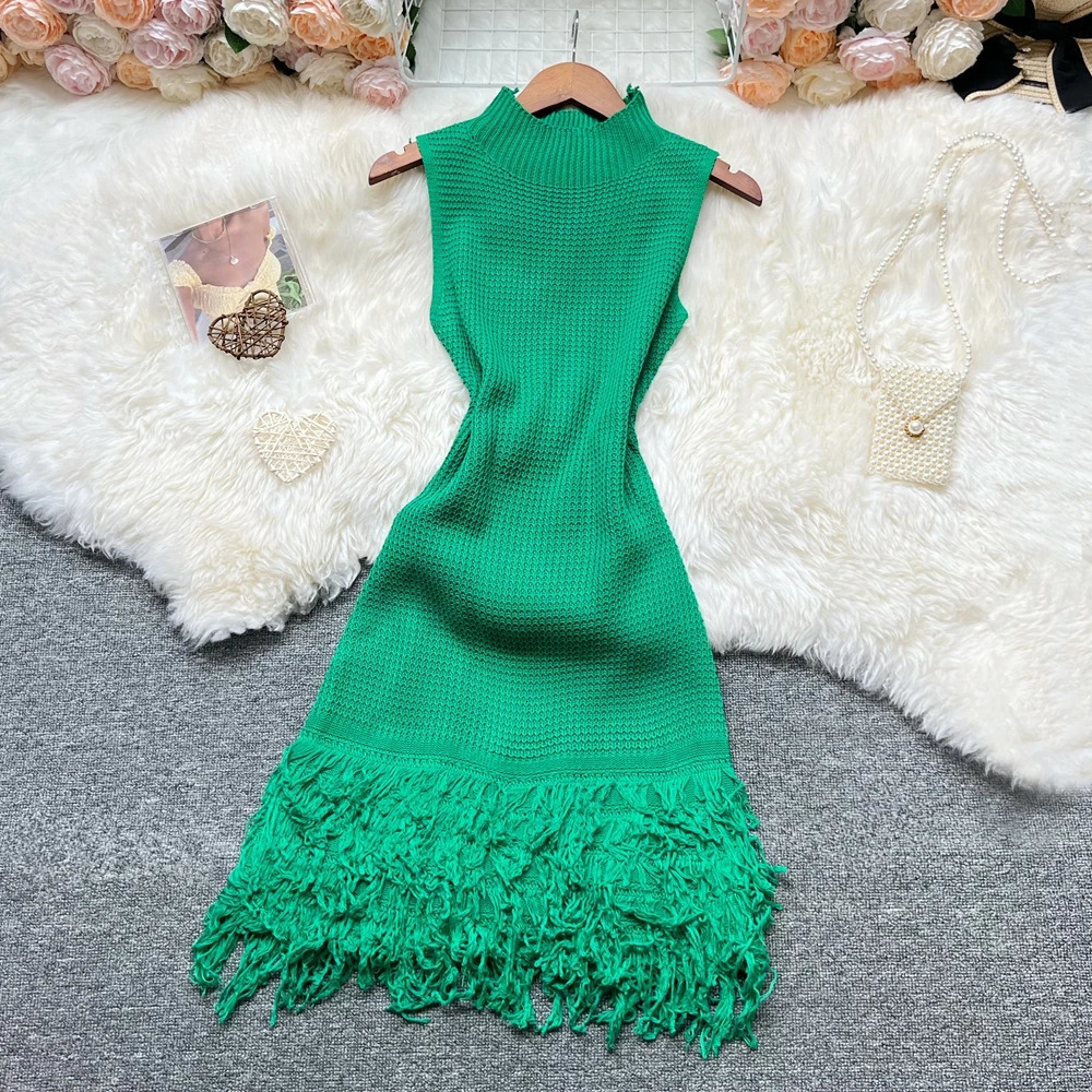 YuooMuoo Women Dress 2025 Summer Fashion Sexy Openwork Stitching Sleeveless Bodycon Party Korean Lady Beach Vestidos 250717