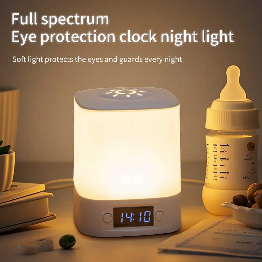 Remote Control Night Lamp Rechargeable Table Lamp Clock Display Soft Sleeping Lamp Touch Switch Bedside Lamp for Bedroom XJ250725