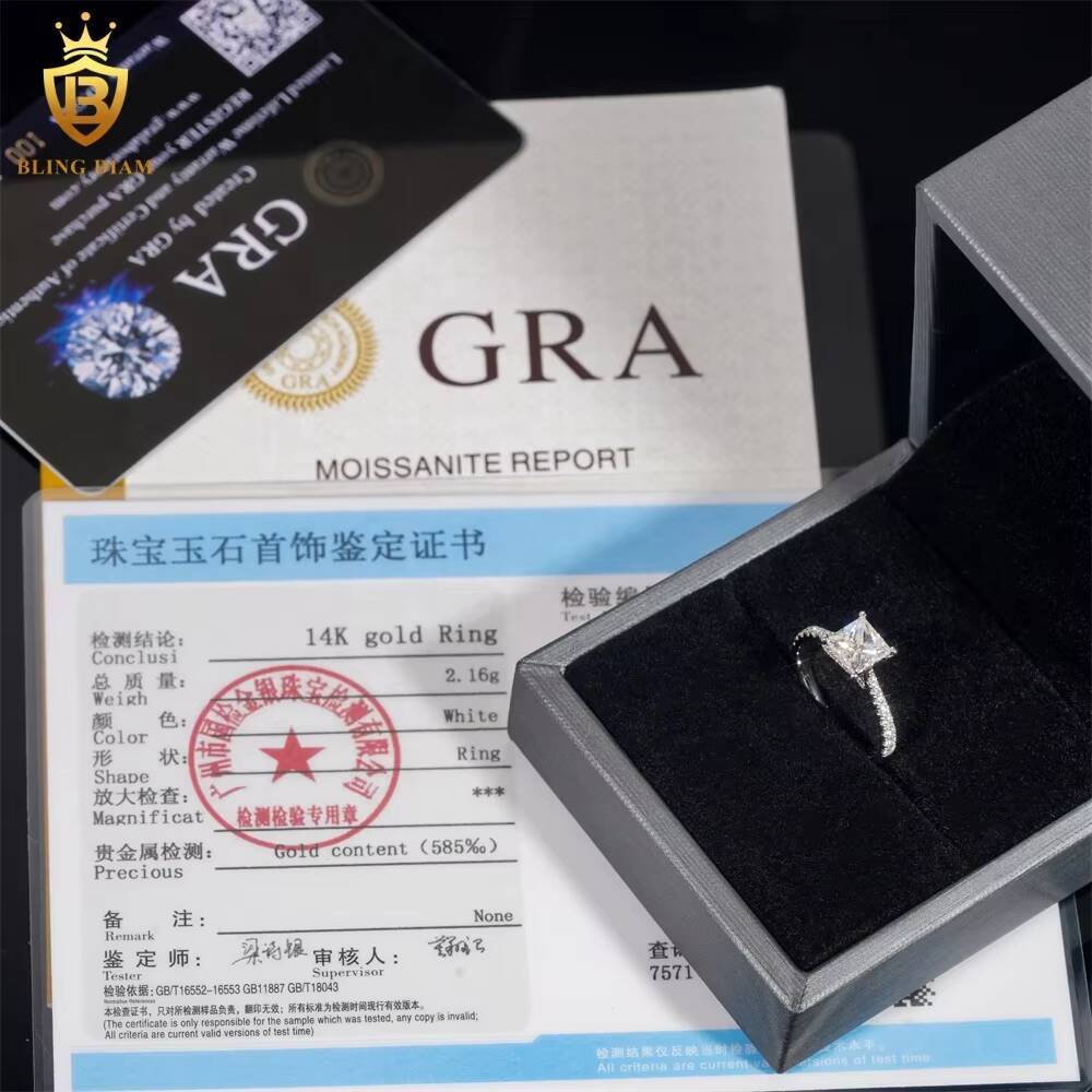 14K White Real Gold VVS Moissanite Engagement Wedding Custom Rings Luxury Rings for Women