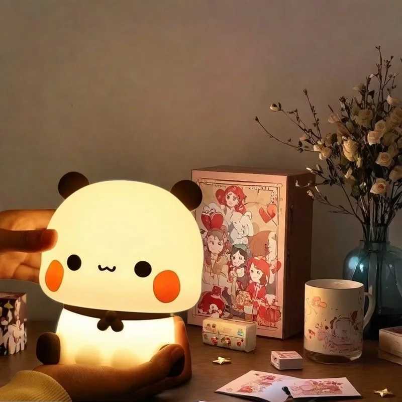 Panda Pat LED Night Light Bubu And Dudu Cute Animal Cartoon Lamp for Kids Bedside Bedroom Living Room Decorative Kawaii Bear Gi XJ250725