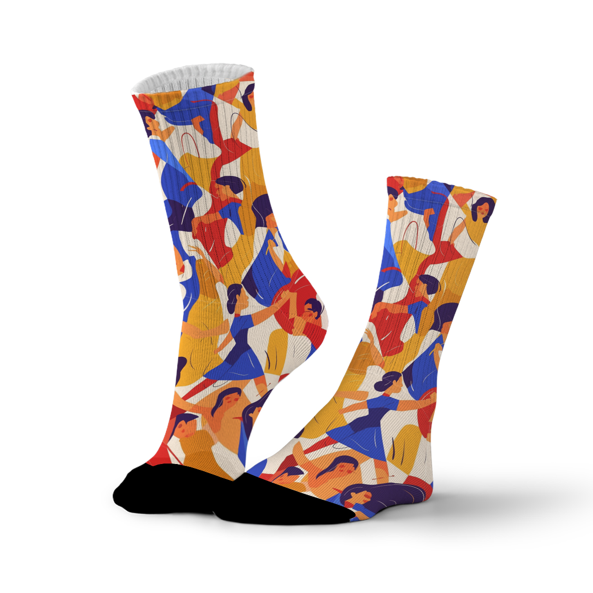 Vibrant Dancing Figures Unisex Tube Designer Socks C089