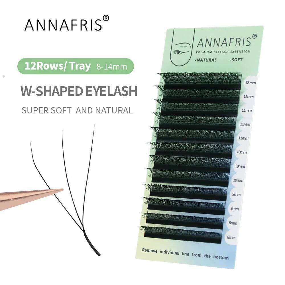 ANNAFRIS 3D W Shape Eyelash Extension Premade Volume Fans W-shaped Clover Natural Soft Faux Mink False Lashes X250725
