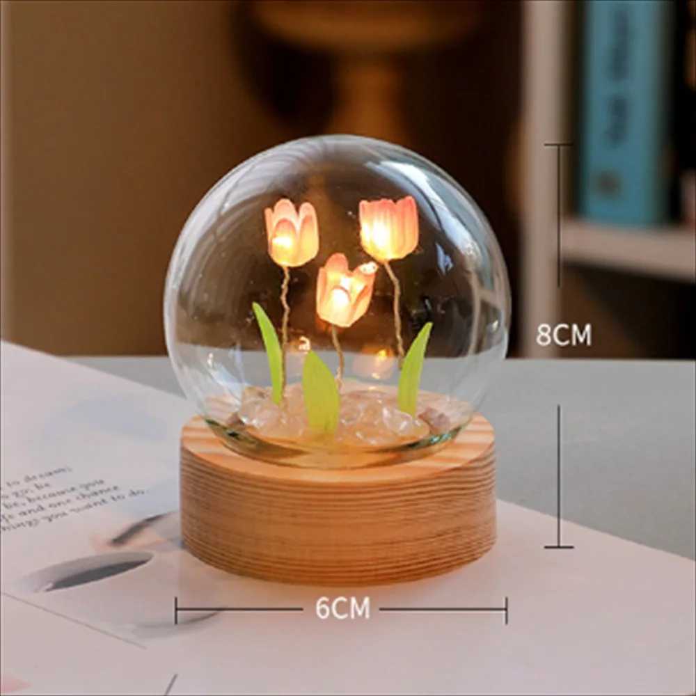 Tulip Night Light Cute Bedroom Room Decor Floral Lamp Valentines Day Gift Tulip Lamp Girlfriend DIY Handmade Material XJ250725