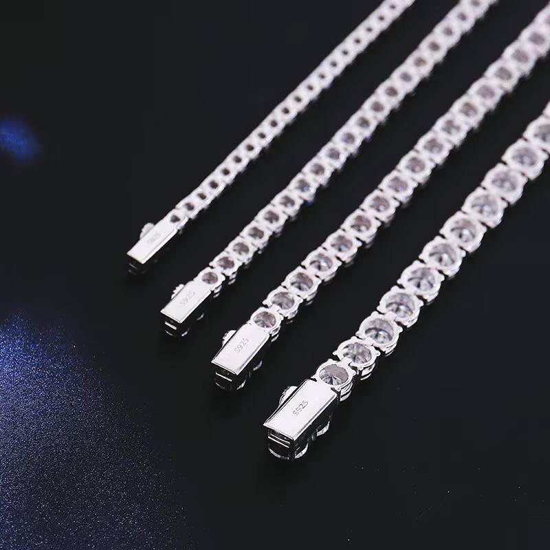 Custom High Quality 925 Sterling Silver Tennis Necklace with 2mm VVS Moissanite Premium Moissanite Necklaces