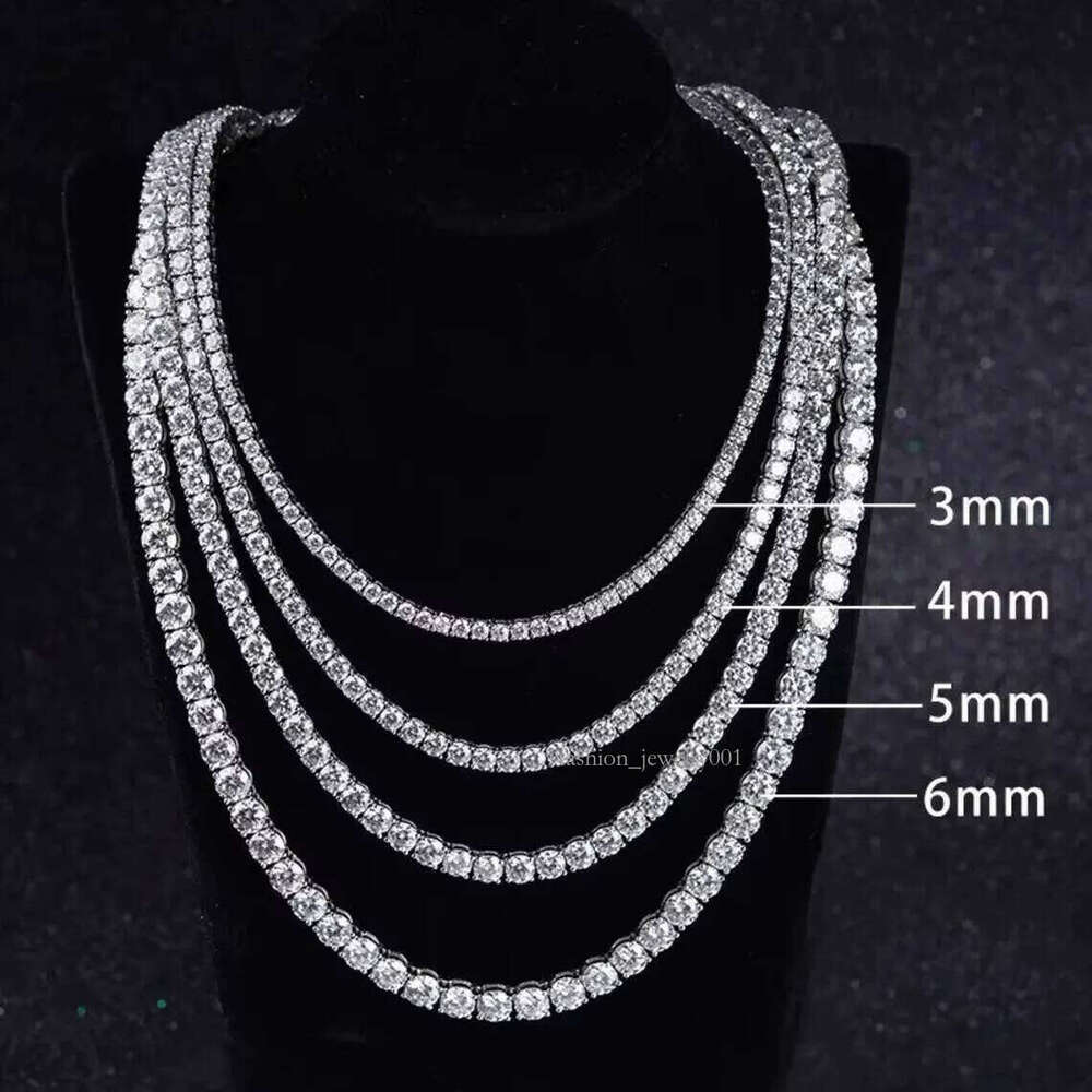 Hip Hop Mosinite Chains Necklace 4mm Vvs Iced Out Dias Sier Moissanite Tennis Chain