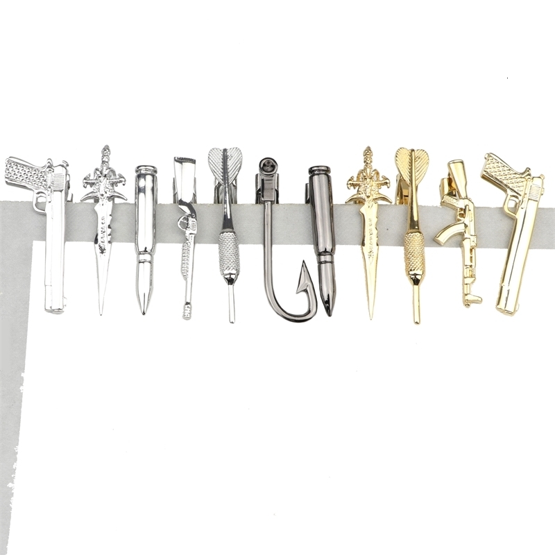 1 Piece Chrome Stainless Cute Beard Gun Bullet Metal Classy Tie Clip for Men Necktie Clips Pin For Mens Gift 250715