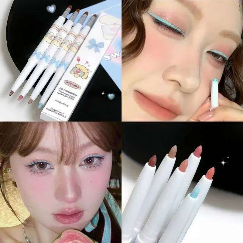 Glitter Eyeshadow Eyeliner Gel Pen Waterproof Not Blooming Quick Drying Pencil Highlight Tea Brown Eye Liner Makeup