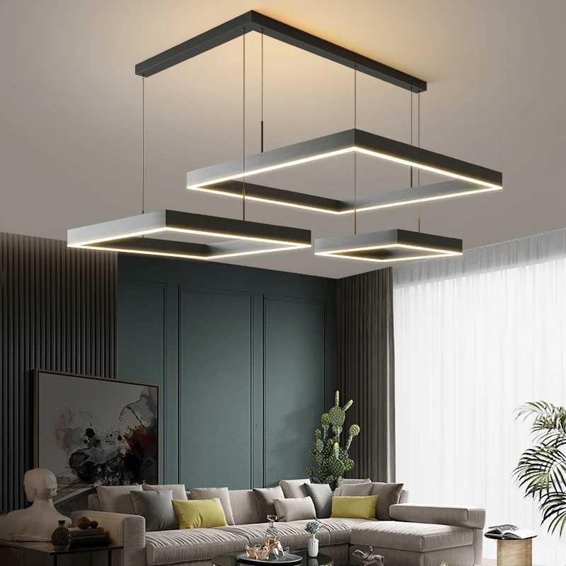 New Modern Ceiling Chandelier Living Room Concise Pendant Lamp Dining Room Square Nordic Lamps LED Ceiling Living Room Lights XJ250725
