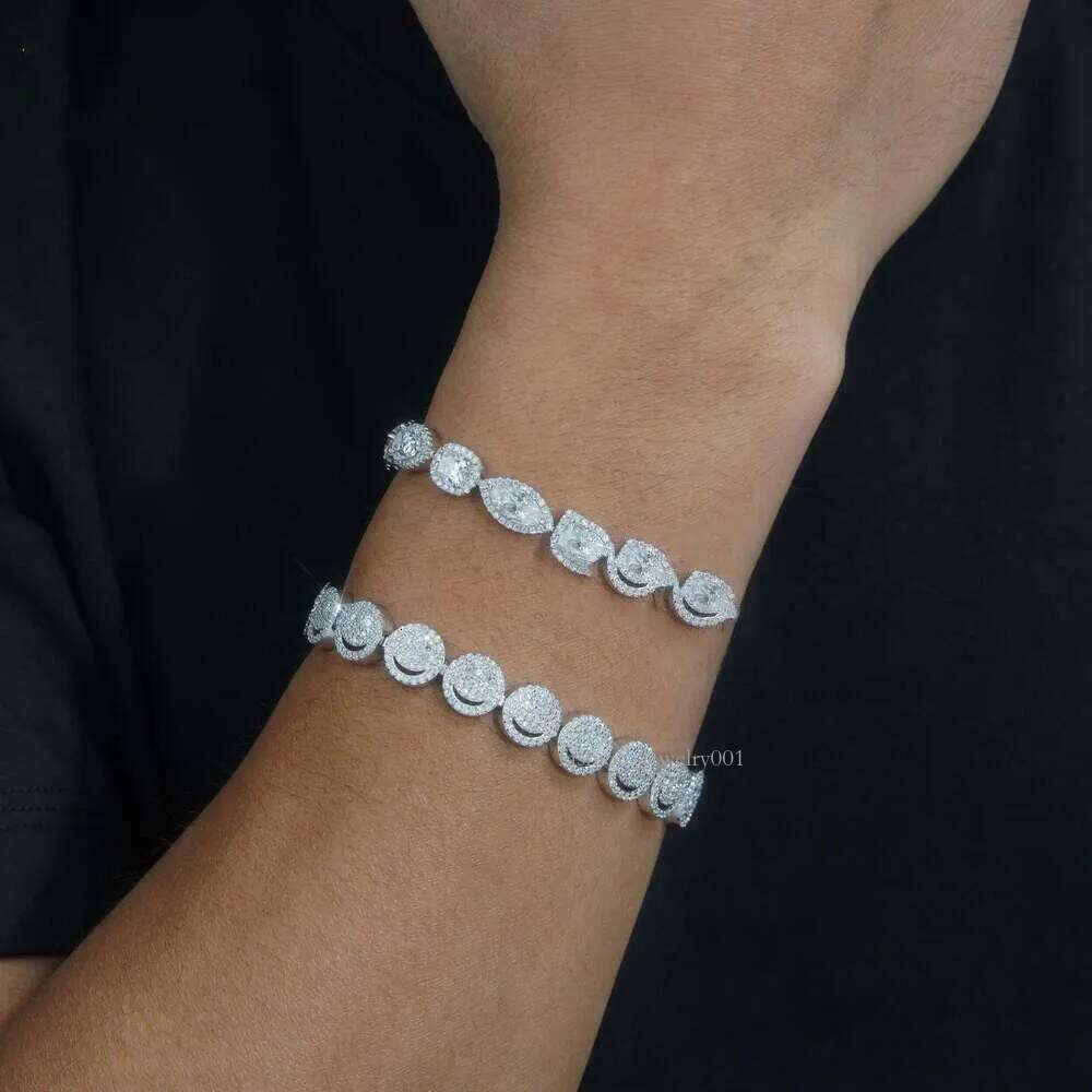 2024 New Designer jewelry Design Sterling Sier Bangle Vvs Dia Moissanite Fine Jewelry Smile Tennis Chain Bracelet for Men and Women