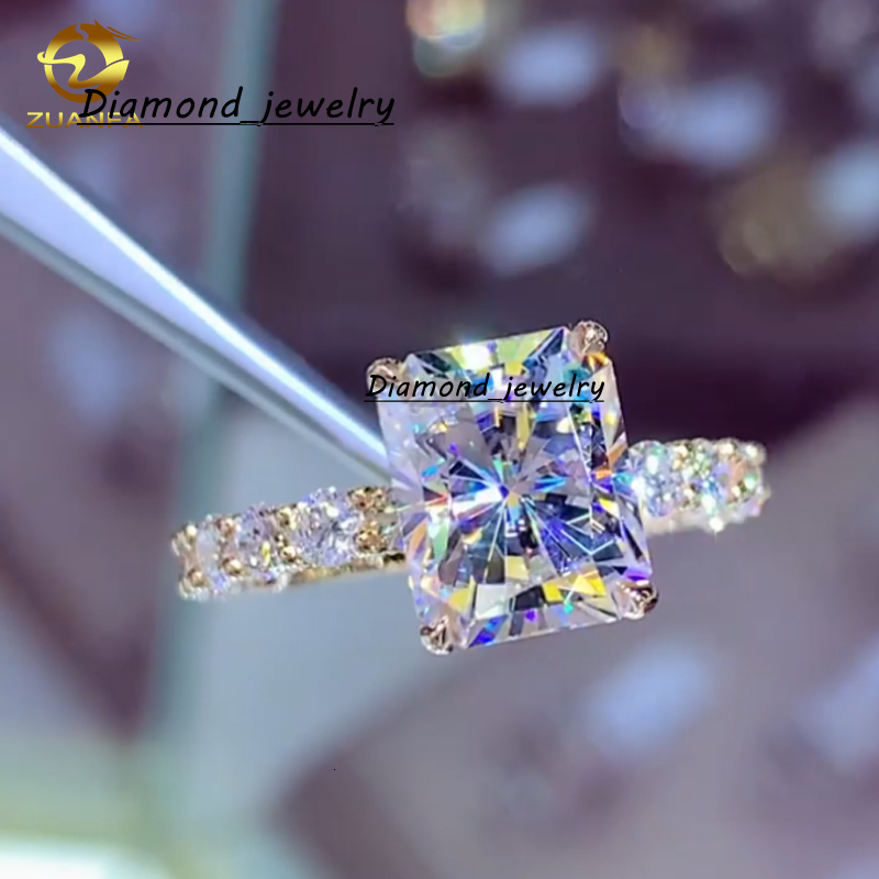 Luxury Jewelry NO MOQ Customize Manufacturer Direct Custom OEM Design Emerald Cut Moissanite 10K 14K 18K Solid Gold Ring