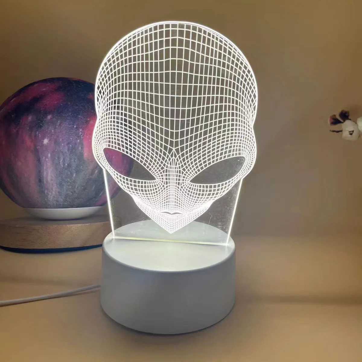 1pc Martians 3D Night Light 3D Optical Illusion Lamp With Touch 7-Color Changing Ambient Light For Bedroom XJ250725