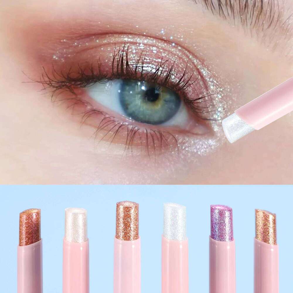 HANDAIYAN 6 Color Pearl Tube Fine Glitter Delicate Jelly Highlight Eyeshadow Stick
