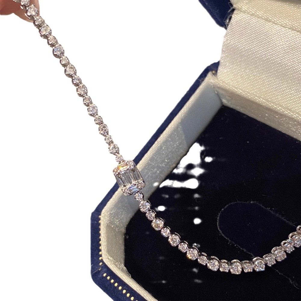 Choucong Wedding Bracelets Luxury Jewelry Sweet Cute Genuine 100% S925 Sterling Silver Princess Cut White 5A Zircon CZ Diamond Women Bridal Bangle Gif