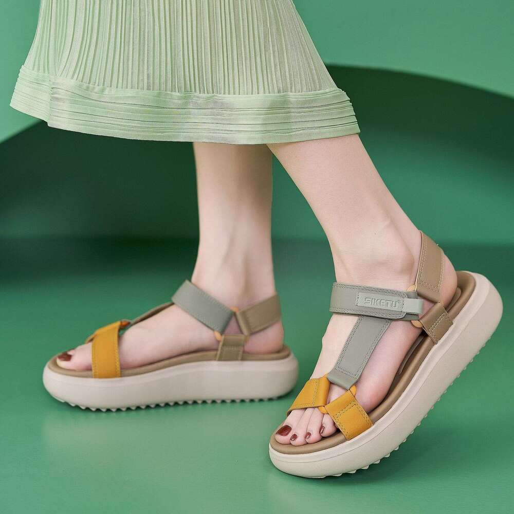 1138-5 New 2025 MD Lightweight Sandals Casual Sports Comfortable Thick Sole Velcro Large Size Women's Shoes