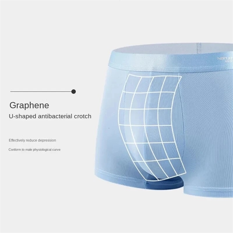 4pcs Boxers Men Underwear Ice Silk Boxer Graphene Man Underpants Breathable Mens Panties Ultrathin Male BoxerShorts Trunk 250725