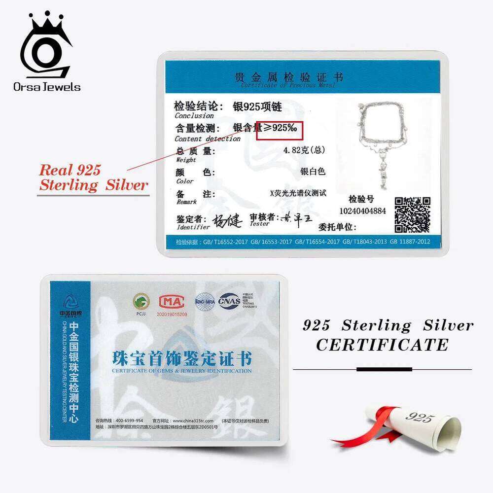 ORSA JEWELS Real Sterling Sier Necklace with CZ Classic Waterdrop Choker Chain Fashion Colar for Women Fine Jewelry BQN16