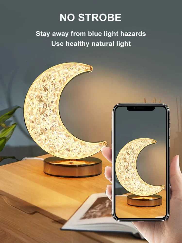 3D Moon Lamp with Crystal Touch Dimming Night Light for Girls Room Home Decor Aesthetics USB Bedside LED Ambient Table XJ250725
