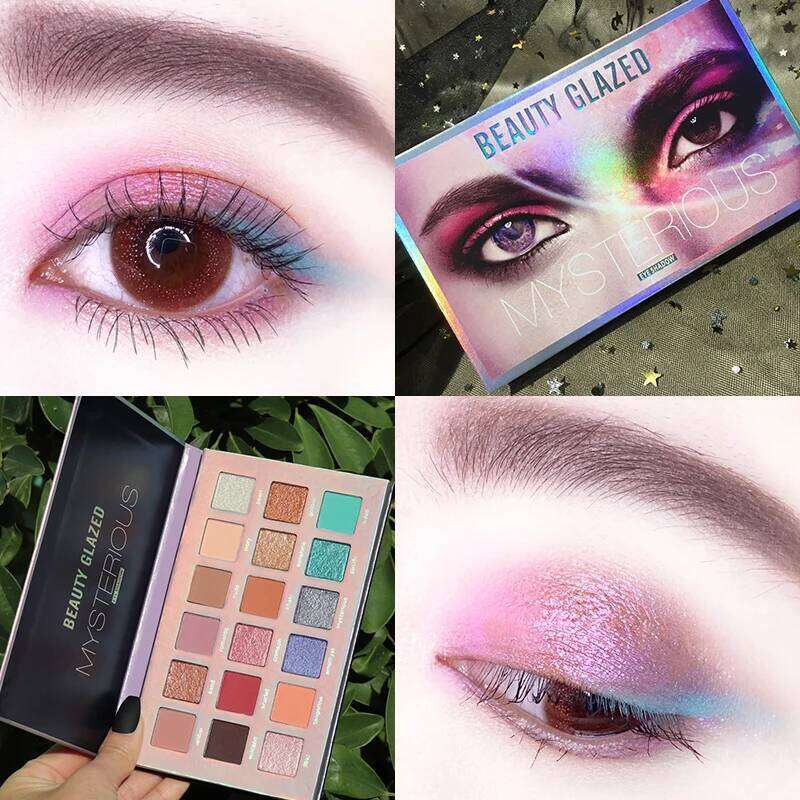 Beauty Glazed Mysteriou 18 color Eyeshadow Palette Matte, Shimmer, Glitter - lti-Reflective Shades for Stunning Makeup Looks