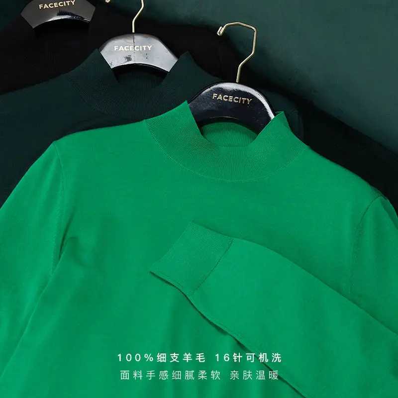 Autumn Winter Mens Black Turtleneck Pullover Casual Thin Wool Top Slim Fit Long Sleeve Clothing Knit Sweater Mens Clothes Z250725