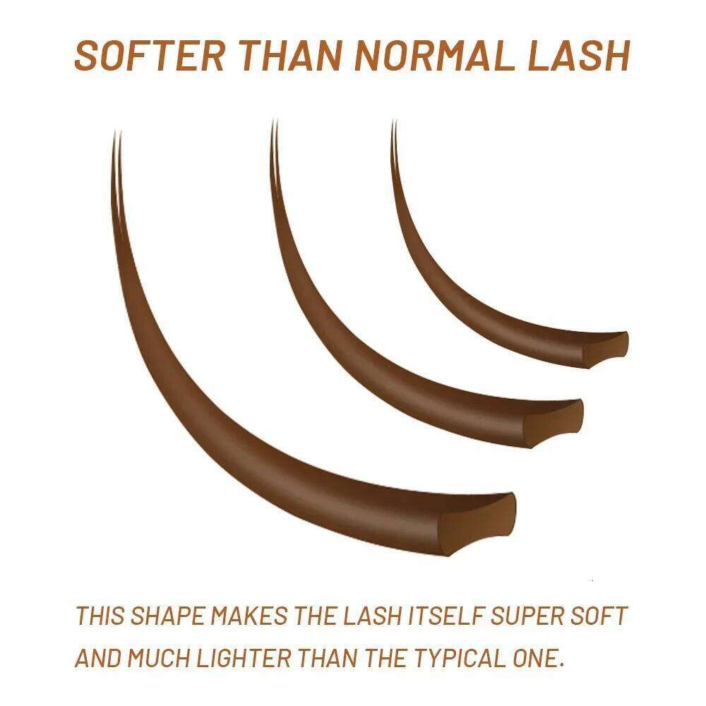 Yelix Brown Ellipse Flat Eyelashes Extensions 12 Rows B/C/D Curl Split Tips Super Soft Natural Eyelash Extension X250725