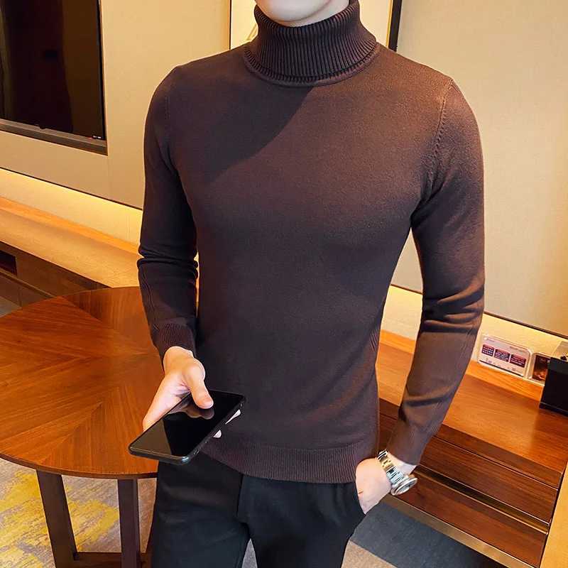 Turtleneck Sweater Men Clothing Autumn Winter Plain Color Long Sleeve Mens Casual Sweaters Slim Fit All Match Pull Homme 3XL-M Z250725