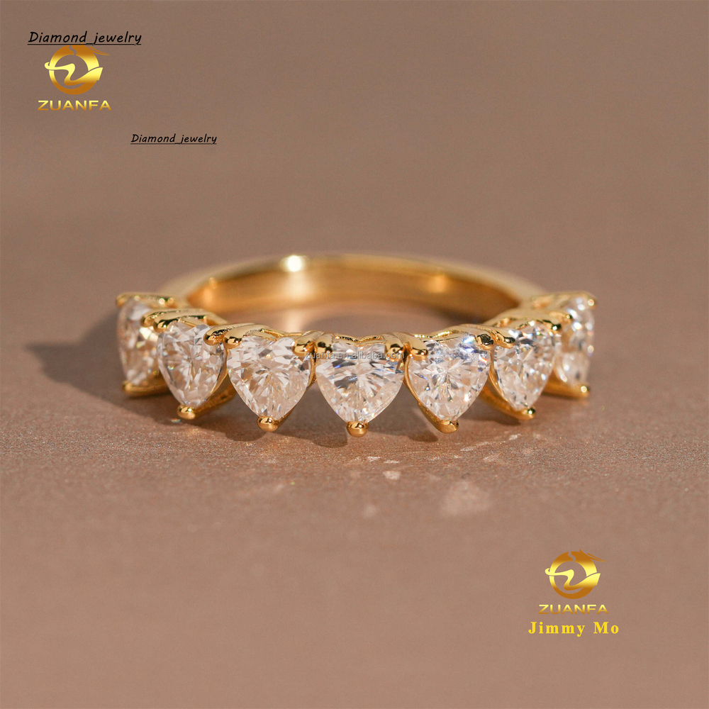 Unique Design Elegant 925 Silver Gold Plated Pass Diamond Tester Bridal Ring Jewelry D Heart Moissanite Eternity Band Ring