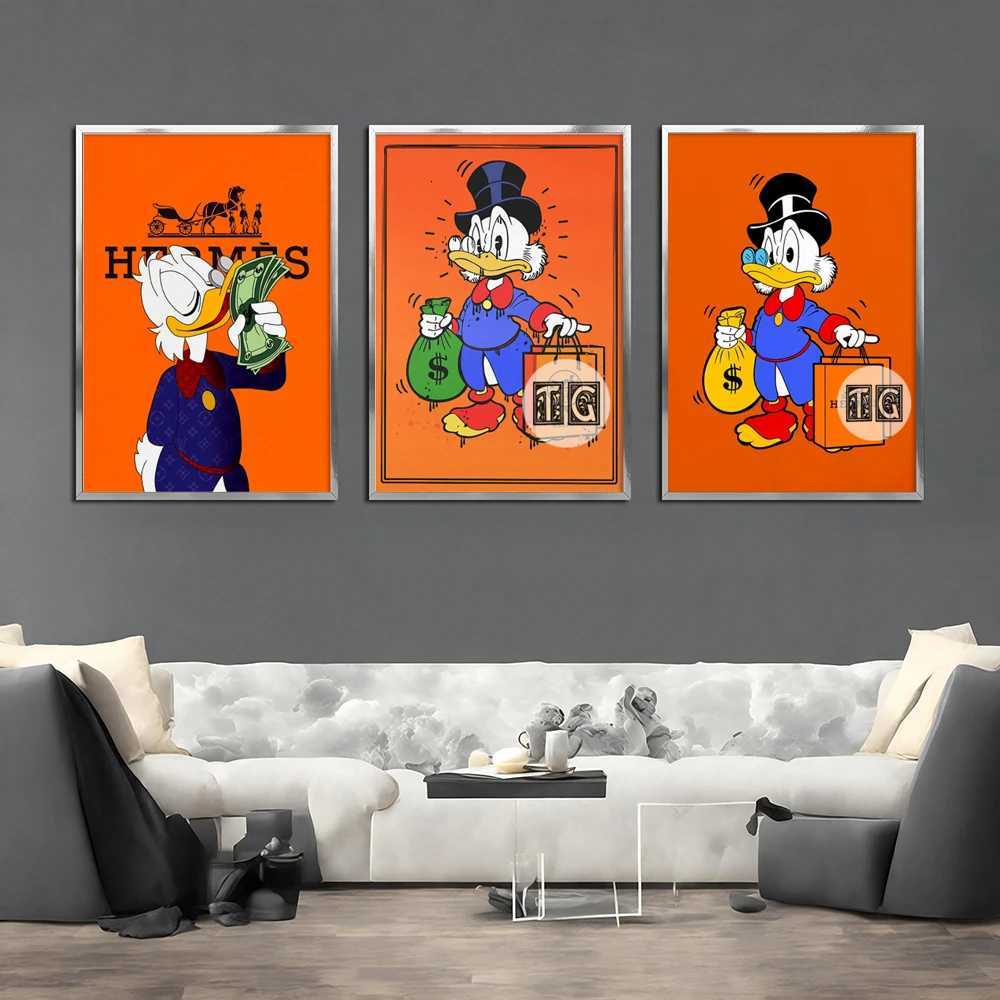 Scrooge McDuck Motivational Poster Modern Luxury Wall Art Canvas Painting Print Pop Pictures for Living Room Home Decor Paintings XJ250726