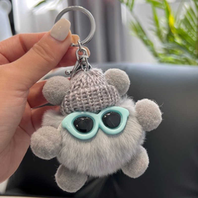Imitation Plush Coal Ball Pendant Hot Recommendation Car Key Bag Cartoon Plush Doll Pendant Trendy Cool Keychain 250715