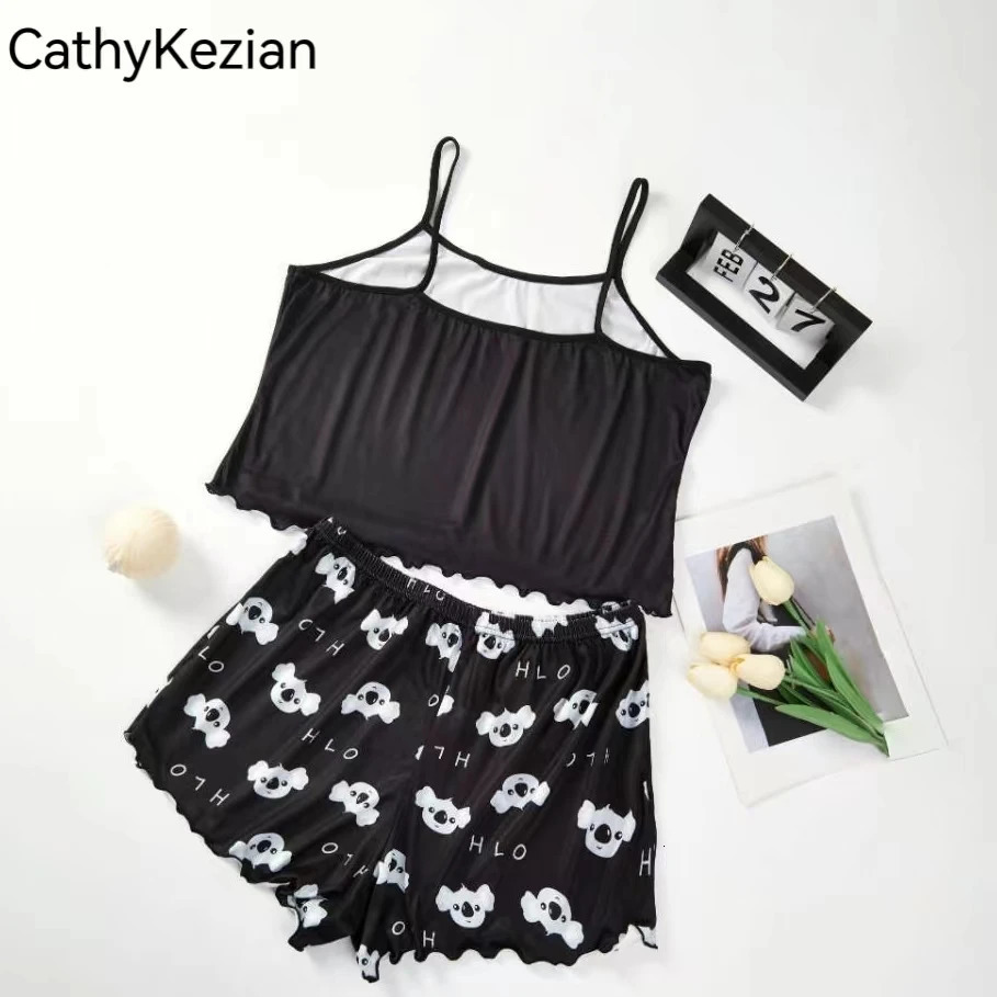 Women Pajamas Sleepwear Pajama Set Sports Camisole And Shorts Print Ventilate Casual Soft Comfortable 250717