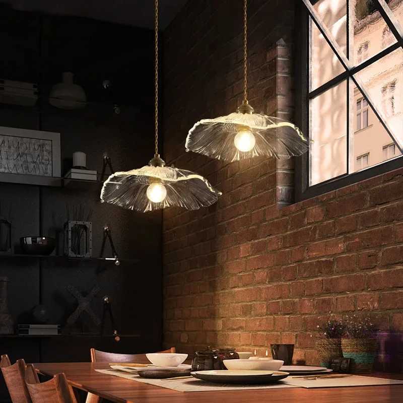 Flower Glass Pendant Lamp Copper Ceiling Chandelier Single Head Pendant Light Bedroom Lamp Hanging Light Luminaria Home Decor XJ250725