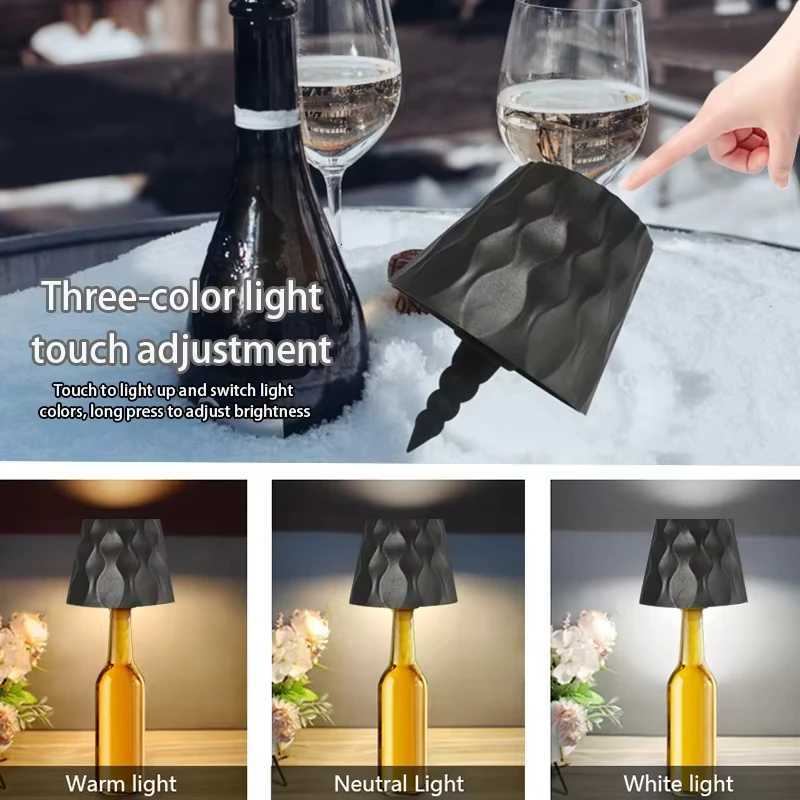 Modern Wireless Bottle Table Lamp Touch Control of 3 Colors and Stepless Dimming Night Lamp for Wine Bottles Decor Desk Lights XJ250725