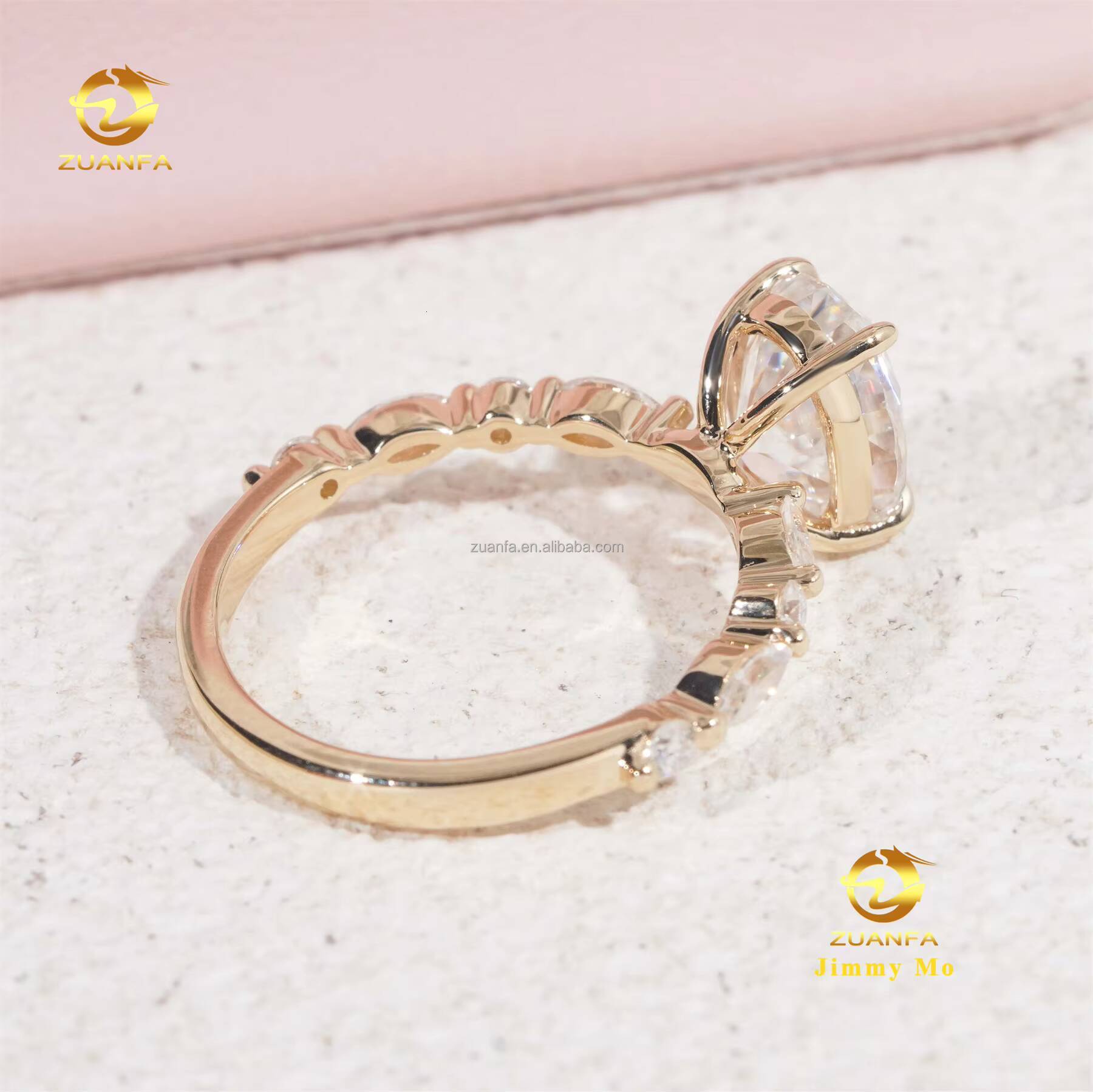 Customized Elegant Style 14k Solid Gold IGI Certificates Bridal Jewelry 2Ct CVD Lab Grown Diamond Oval Engagement Band Ring Set