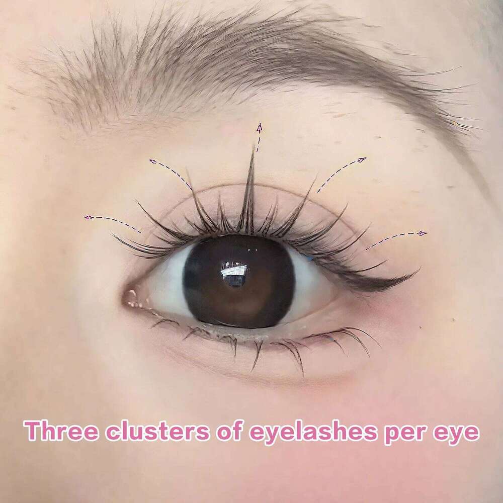 FindLove Pre Glued C Curl Cat Eye Lashes Wispy Fluffy False Eyelash Extension Natural and Soft Glue Free Lash Makeup X250725