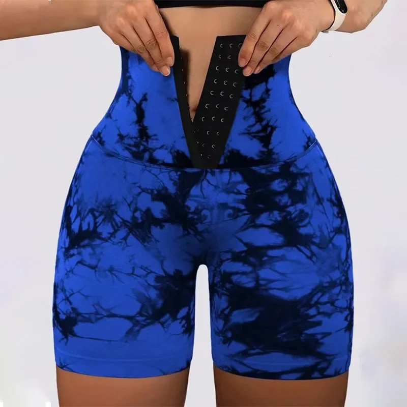 Women Tie Dye Leggings Seamless Knit Slim Shorts High Waist Double Butt Liftting Tights Gym Running Cycling Yoga Fitness Short 250725