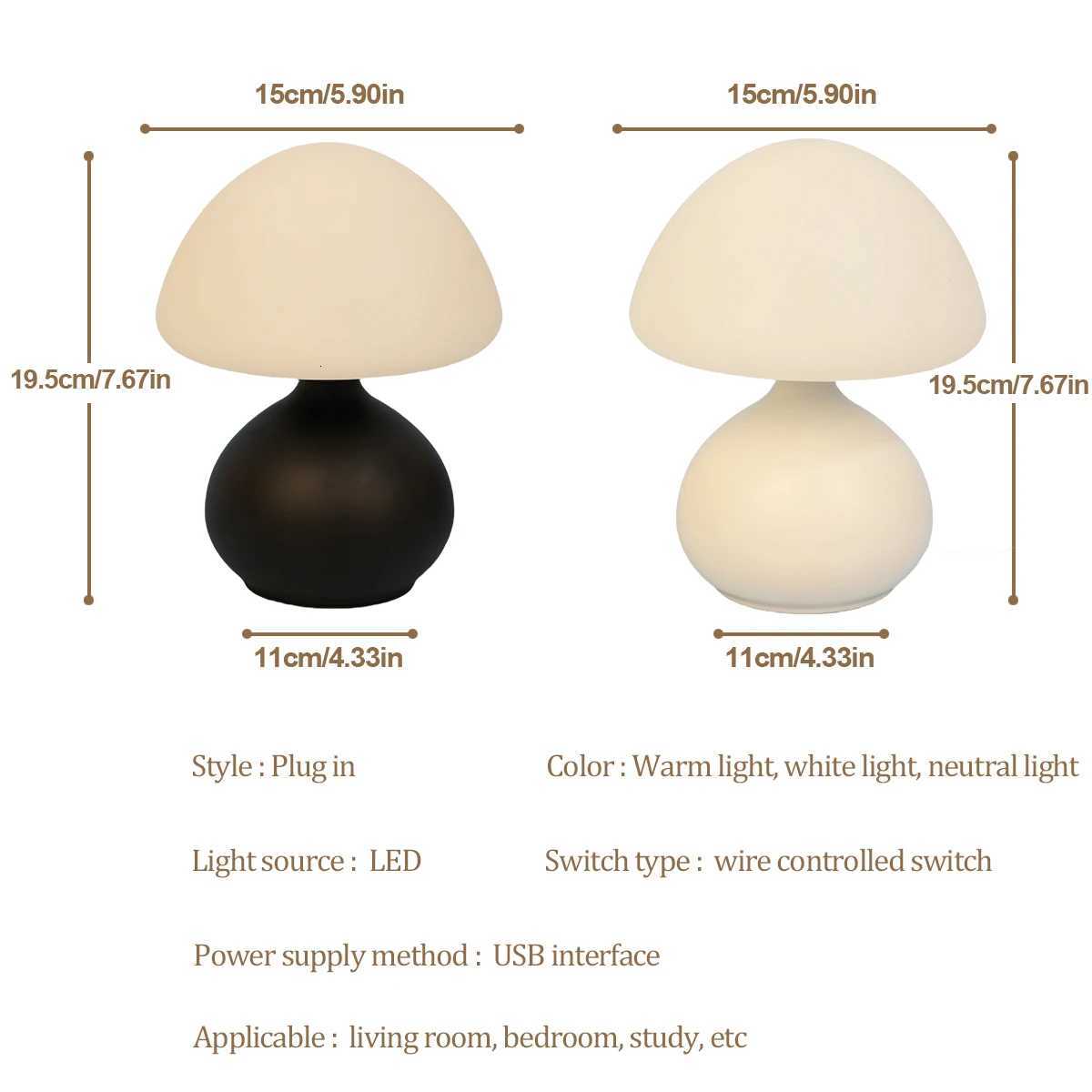 Modern minimalist mushroom table lamp with three color switching and infinite dimming for home decoration atmosphere table lamp XJ250725