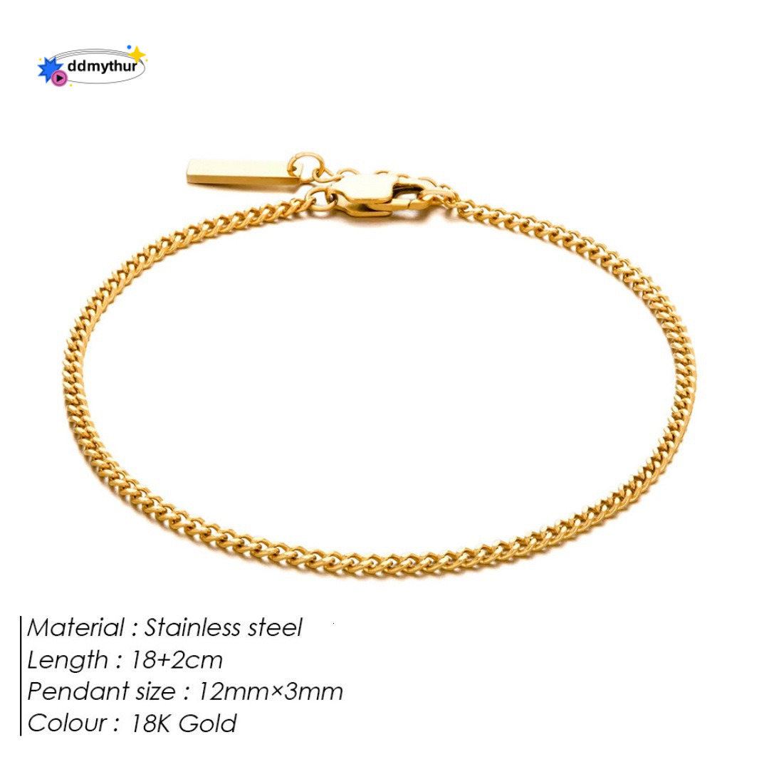 Stainless Steel Cuban Chain Fashion Simple Elegant Adjustable Non-Fading Bracelet Jewelry ddmythur