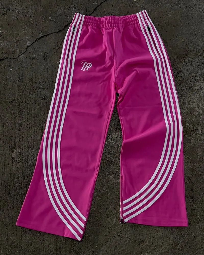 Harajuku hip-hop Y2K trendy casual pants versatile high street striped sport pants American retro punk men women pants 250725