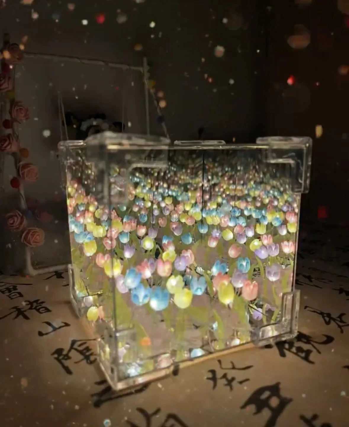 Creative Diy Tulip Flower Sea Cube Three-Dimensional Small Night Lamp Material Package for Girlfriend Couple XJ250725