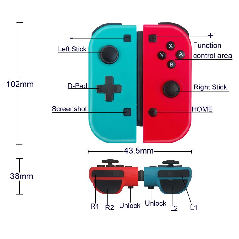 Bluetooth Wireless Pro Game Controller Gamepad Handgrip Joystick Joy-con for NS Switch Console