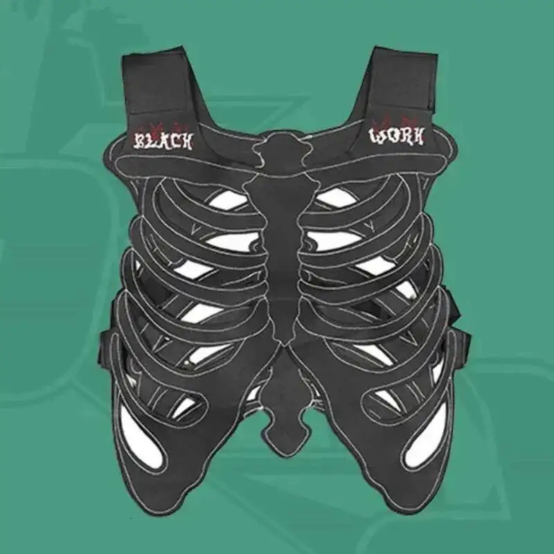 HKSH Mens Dark Niche n Skull Hollow Skeleton Vest Women High Street 3D Waistcoat PU Leather Outwear Tank Tops HK0606 250725