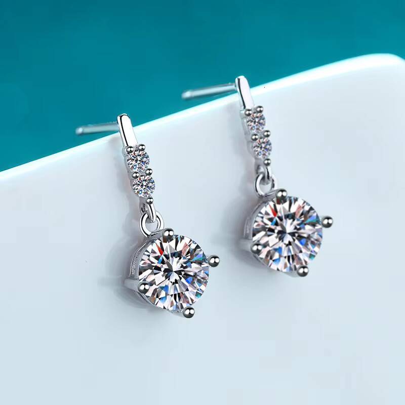 1 Carat Moissanite Earrings in 925 Precious Sterling Silver Four Prongs Dropshipping Available