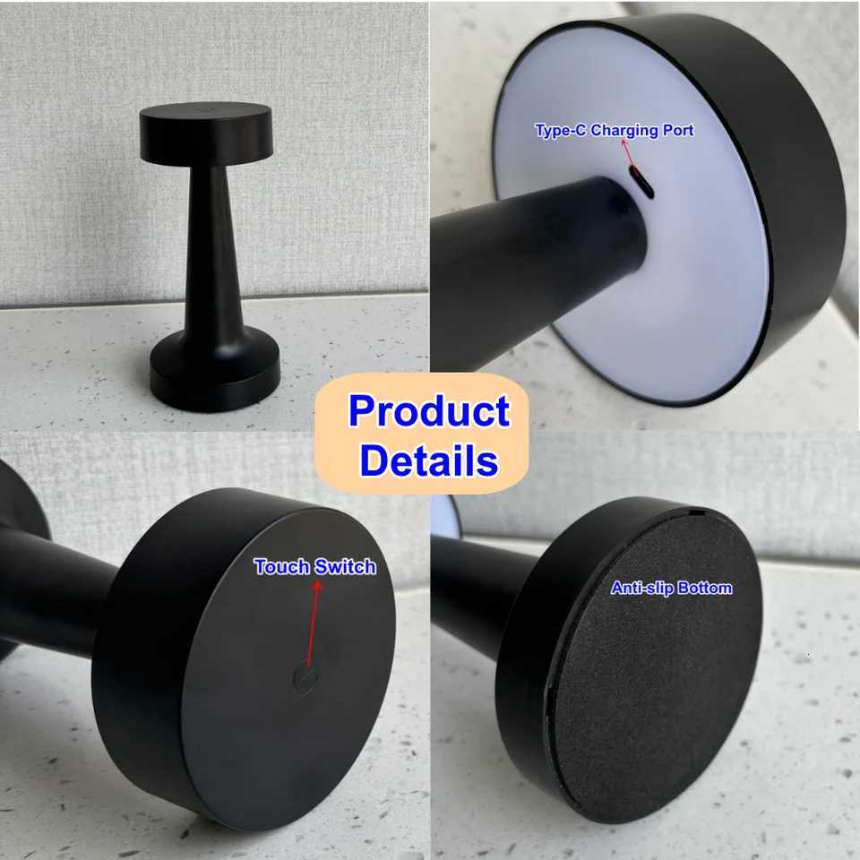 USB Rechargeable Touch Desk Lamp Wireless Bedside Decorative LED Table Lamp Restaurant Coffee Bar Home Mood Lighting Night Light XJ250725